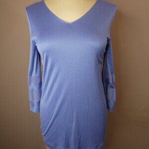 Hanro Switzerland Women's XS Periwinkle Blue Top Modal Silk Detail V-Neck